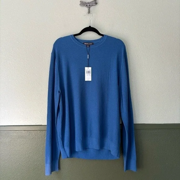 Michael Kors NWT‎ Long Sleeve Crew Neck Ocean Blue Men's Lightweight Sweater XXL - Picture 8 of 8